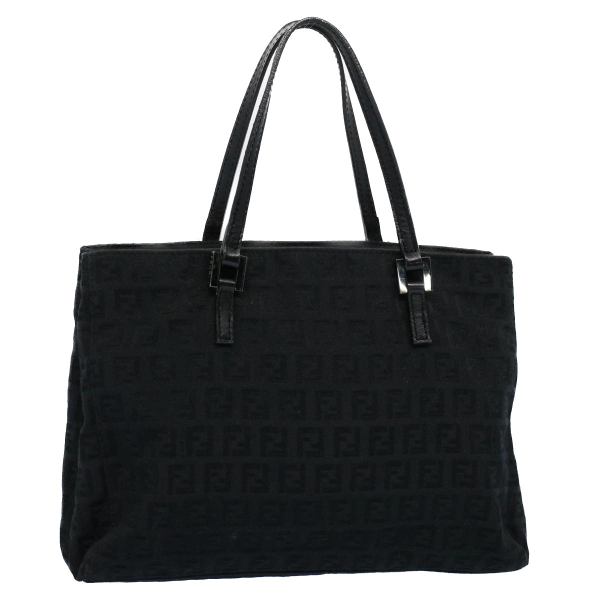 FENDI Zucchino Canvas Hand Bag Black 55024