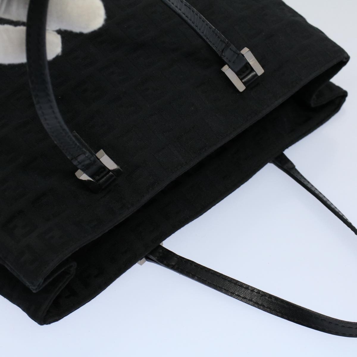 FENDI Zucchino Canvas Hand Bag Black 55024