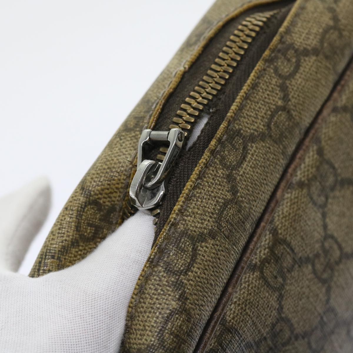 GUCCI GG Canvas Shoulder Bag Canvas PVC Leather 2Set Black Beige 55036