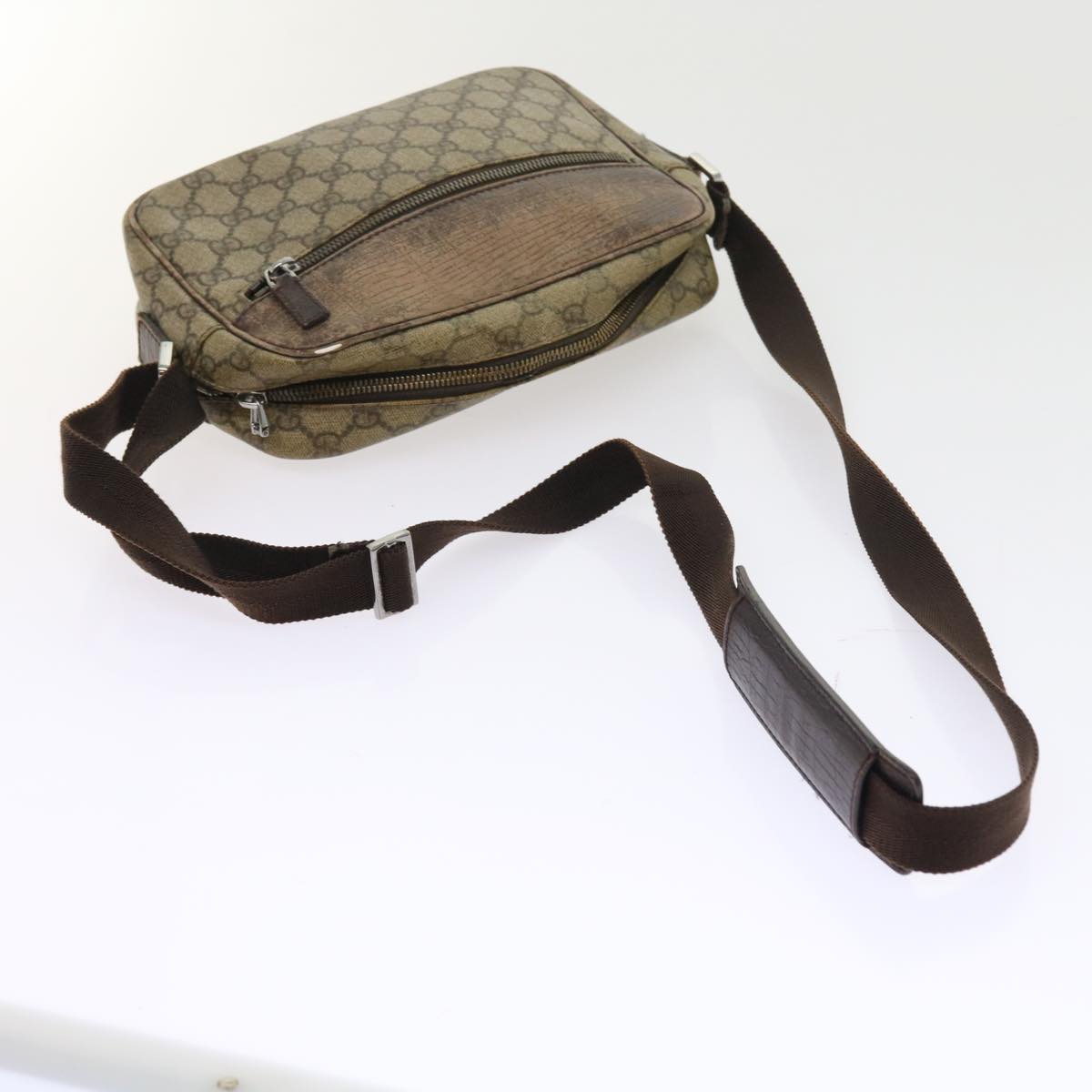 GUCCI GG Canvas Shoulder Bag Canvas PVC Leather 2Set Black Beige 55036