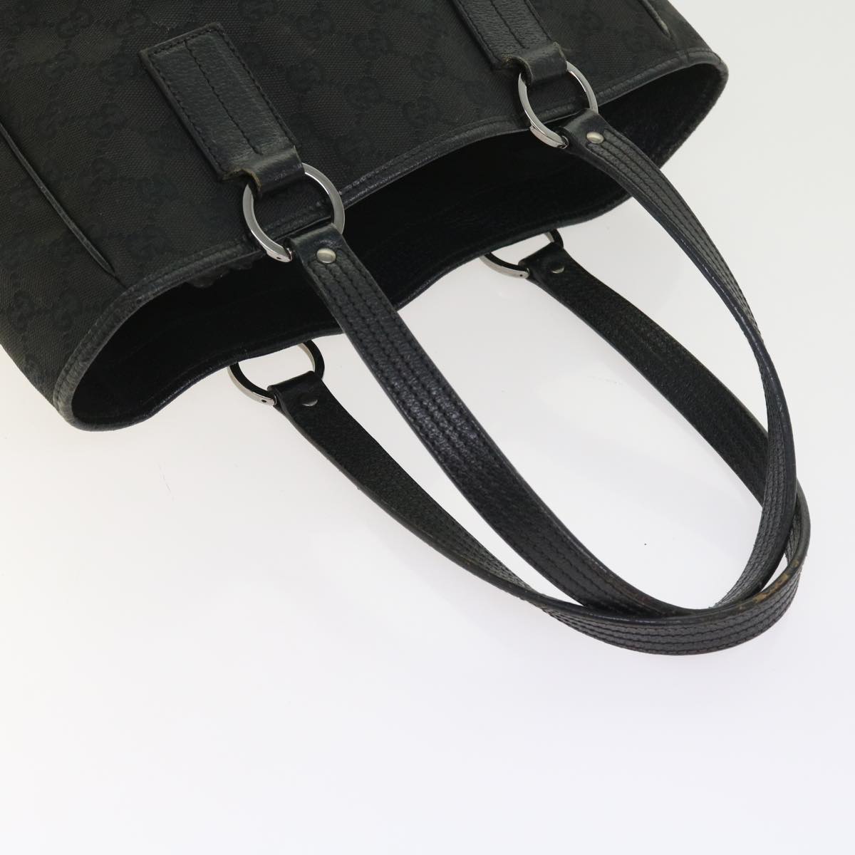 GUCCI GG Canvas Shoulder Bag Canvas PVC Leather 2Set Black Beige 55036
