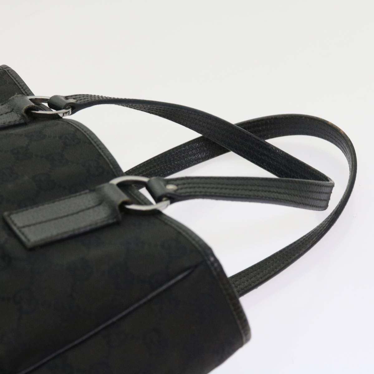 GUCCI GG Canvas Shoulder Bag Canvas PVC Leather 2Set Black Beige 55036