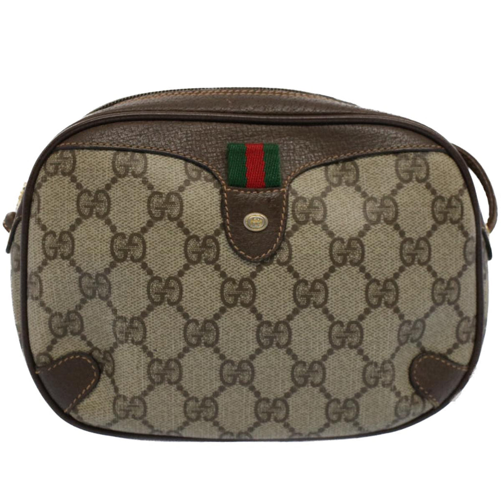 GUCCI GG Supreme Web Sherry Line Shoulder Bag Beige Red 156 02 066 55055