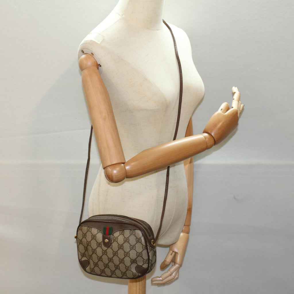 GUCCI GG Supreme Web Sherry Line Shoulder Bag Beige Red 156 02 066 55055