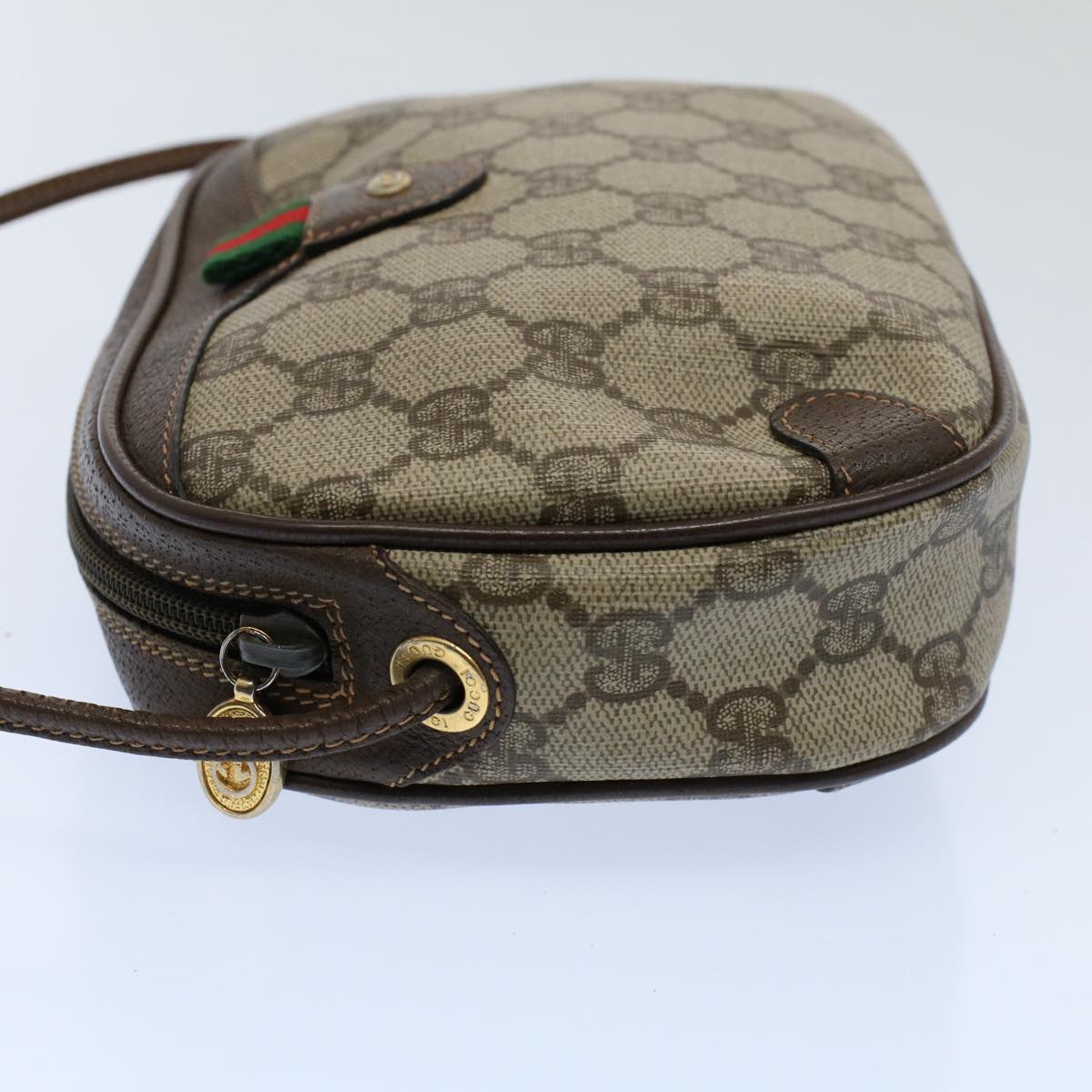 GUCCI GG Supreme Web Sherry Line Shoulder Bag Beige Red 156 02 066 55055