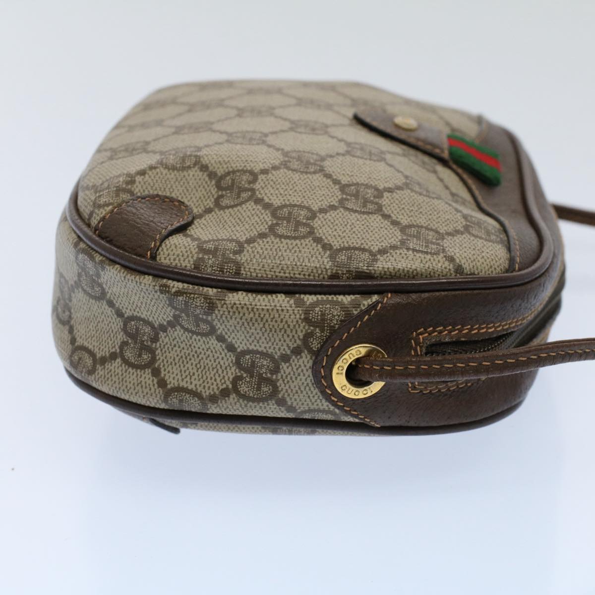 GUCCI GG Supreme Web Sherry Line Shoulder Bag Beige Red 156 02 066 55055