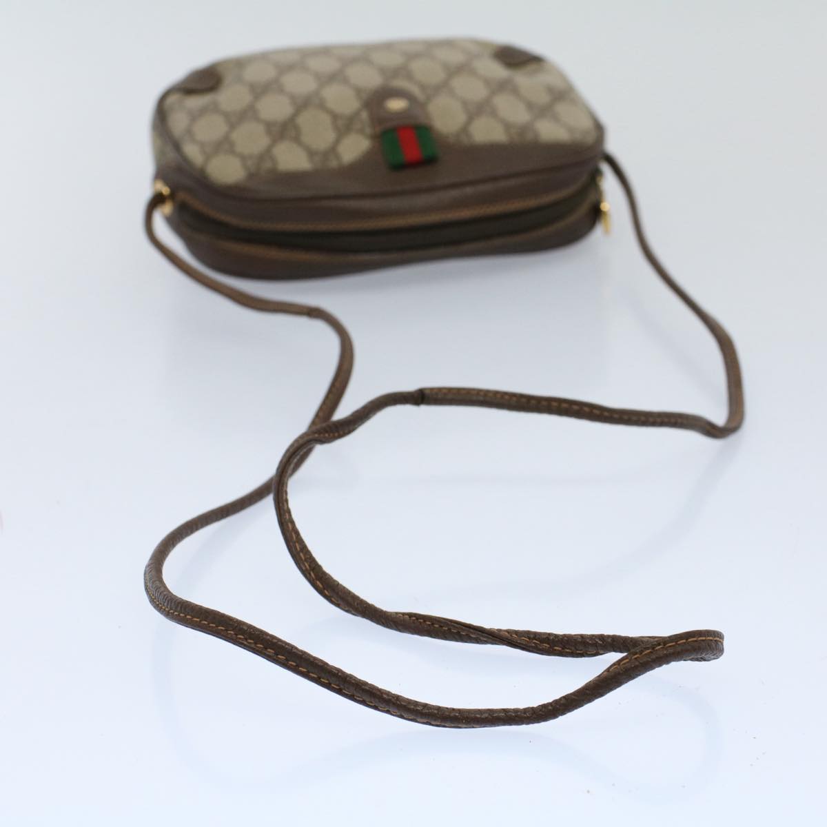 GUCCI GG Supreme Web Sherry Line Shoulder Bag Beige Red 156 02 066 55055
