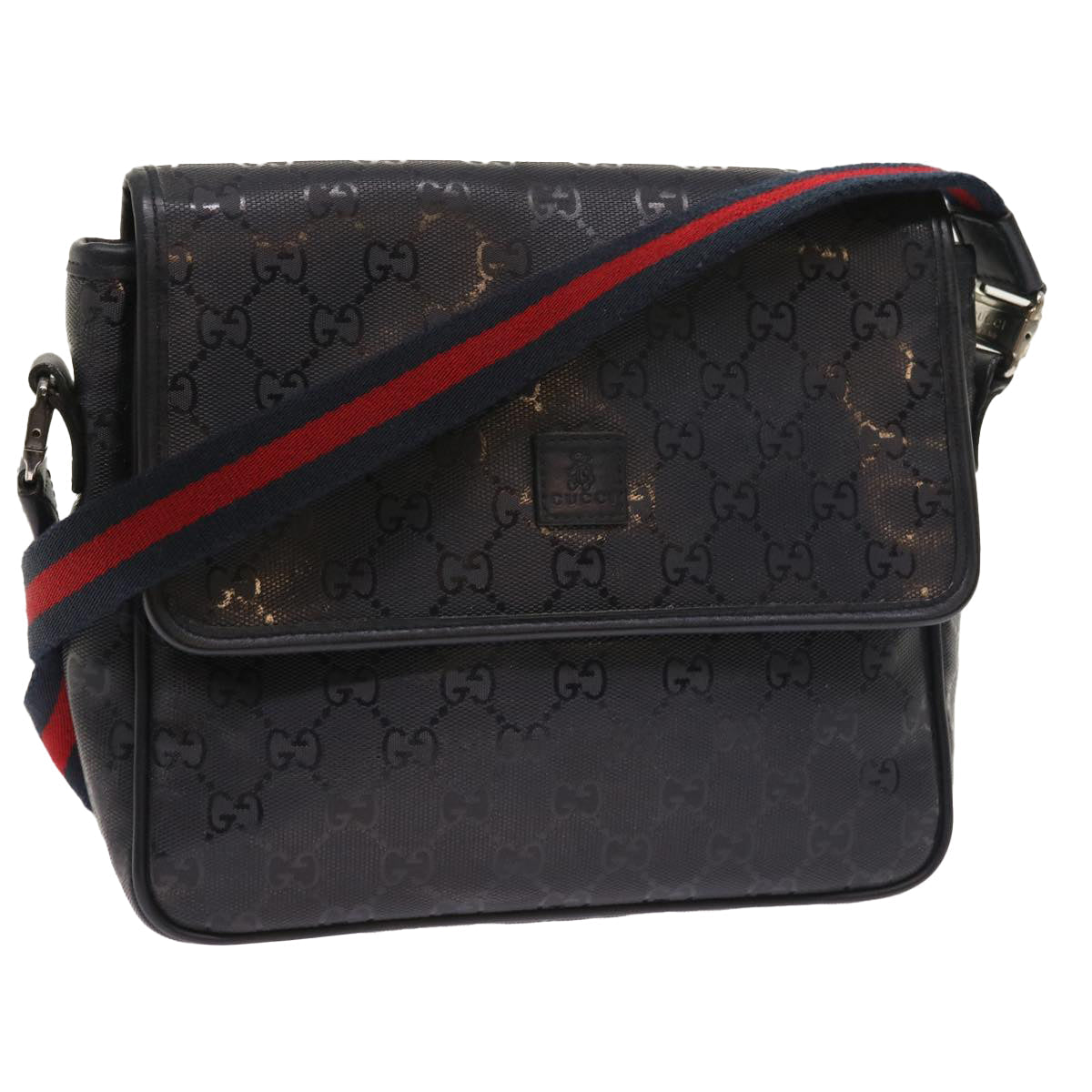 GUCCI GG implementation Sherry Line Shoulder Bag Black Navy 297559 55056