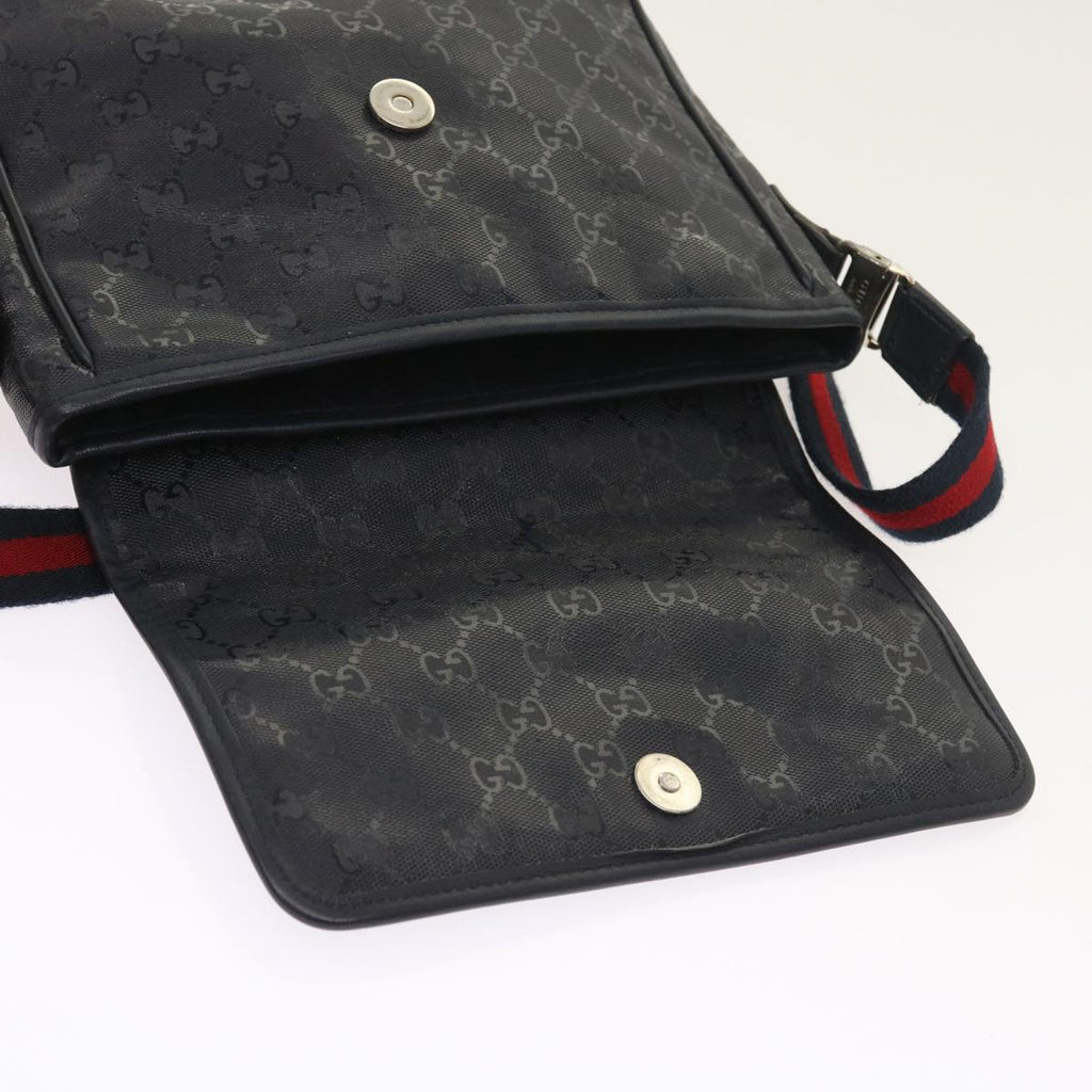 GUCCI GG implementation Sherry Line Shoulder Bag Black Navy 297559 55056