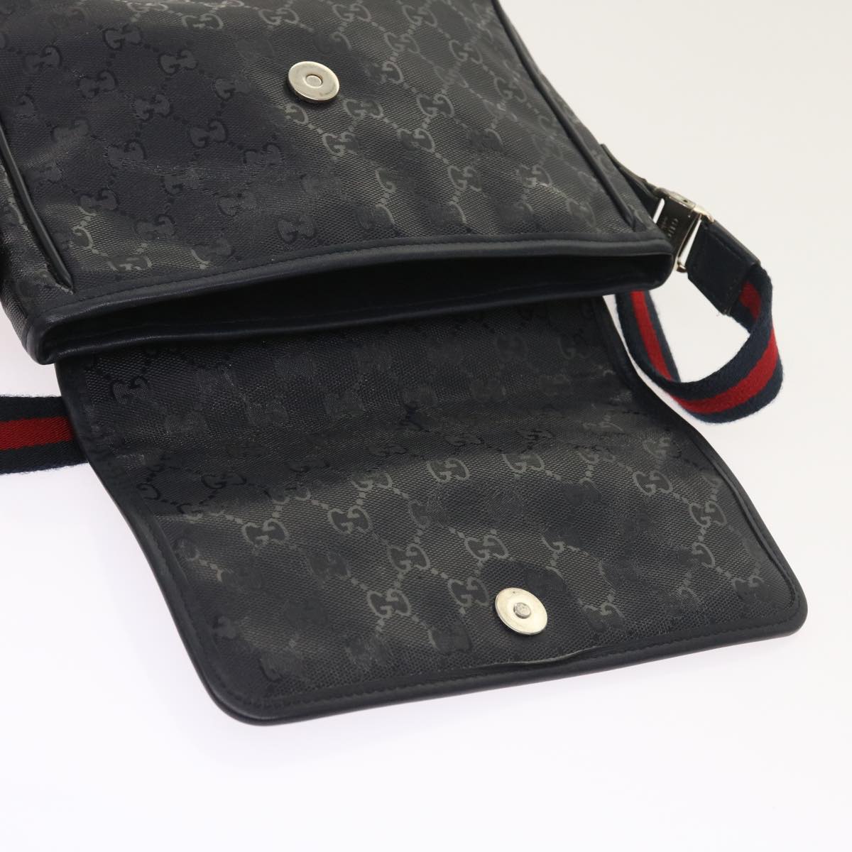 GUCCI GG implementation Sherry Line Shoulder Bag Black Navy 297559 55056