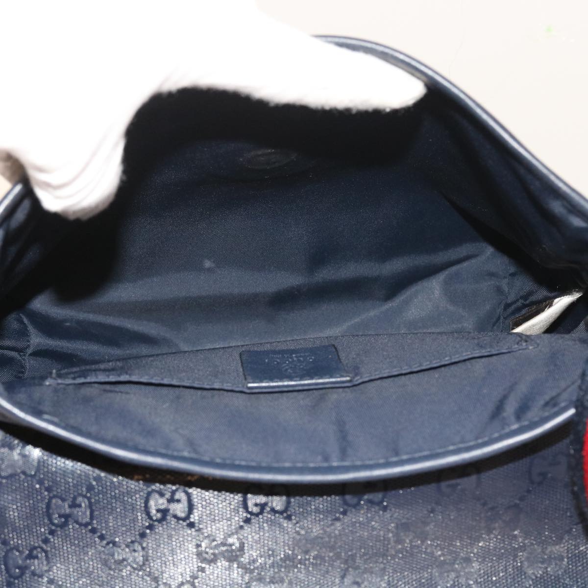 GUCCI GG implementation Sherry Line Shoulder Bag Black Navy 297559 55056