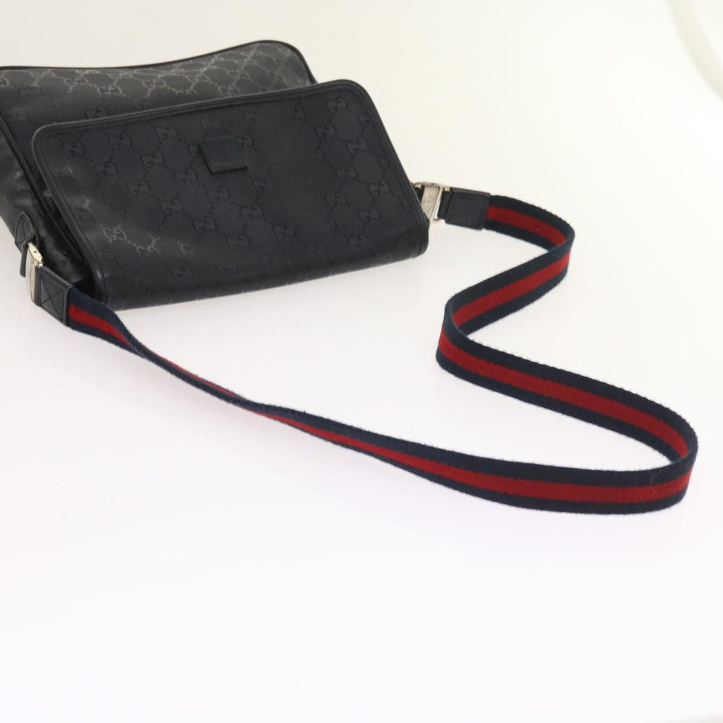 GUCCI GG implementation Sherry Line Shoulder Bag Black Navy 297559 55056