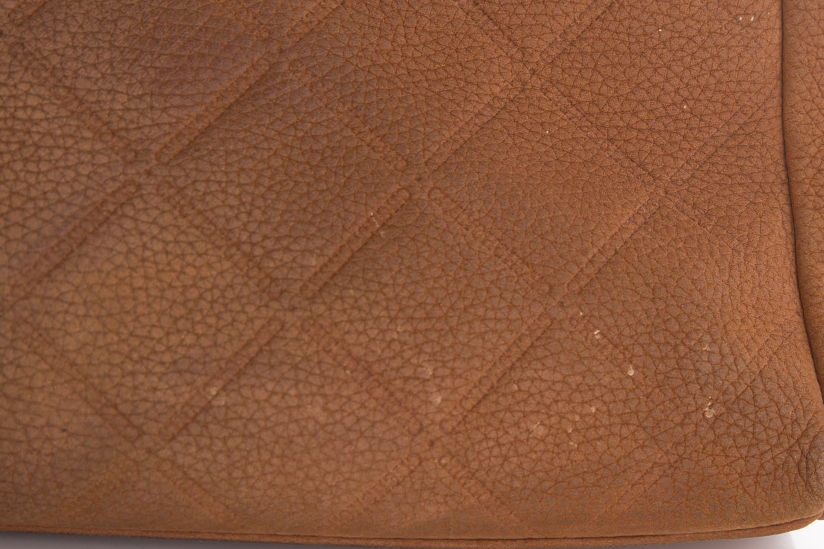 Carolina Herrera Camel Suede Quilted Shoulder Bag