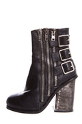 Jeffrey Campbell Black Booties w/ Buckle and Zipper Detail  SZ 6
