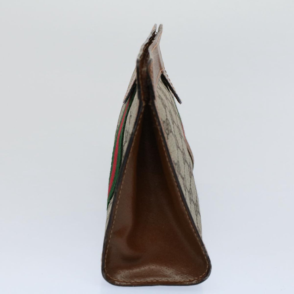 GUCCI GG Supreme Web Sherry Line Clutch Bag Beige Red Green 010 378 55293