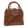 GUCCI Bamboo Shoulder Bag Leather 2way Brown 000 122 0290 55332