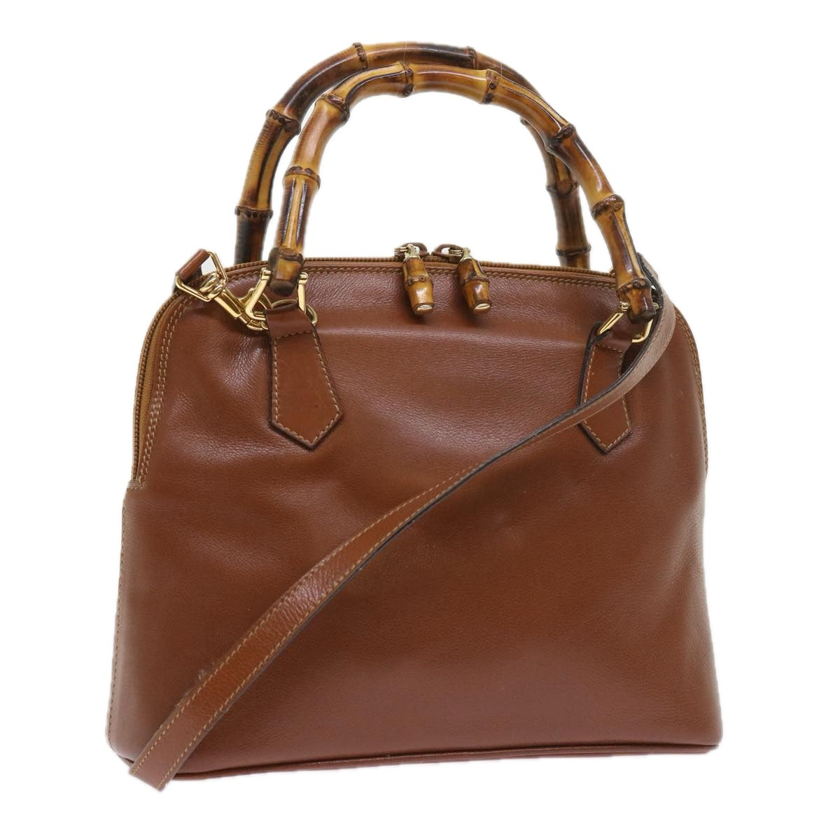GUCCI Bamboo Shoulder Bag Leather 2way Brown 000 122 0290 55332