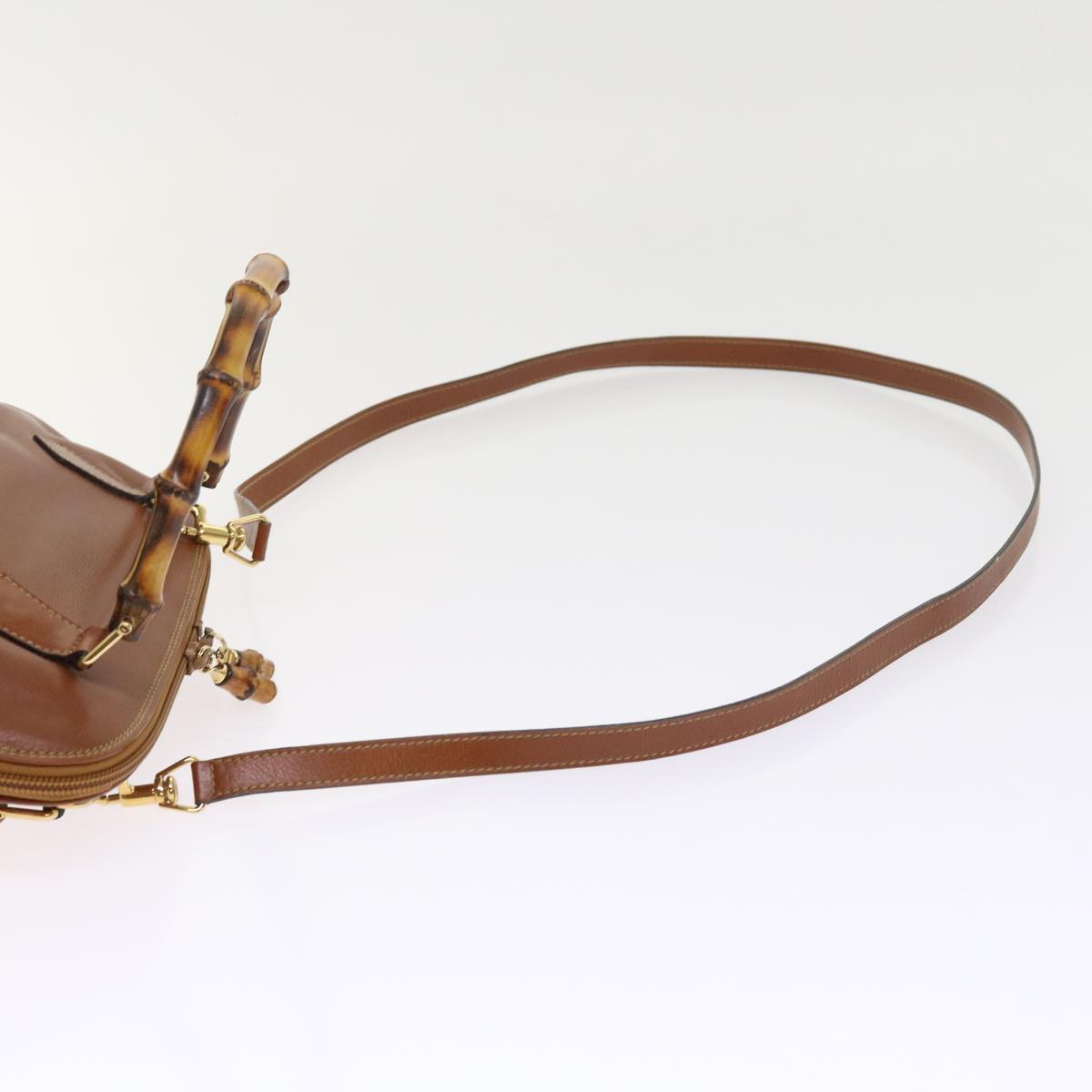 GUCCI Bamboo Shoulder Bag Leather 2way Brown 000 122 0290 55332