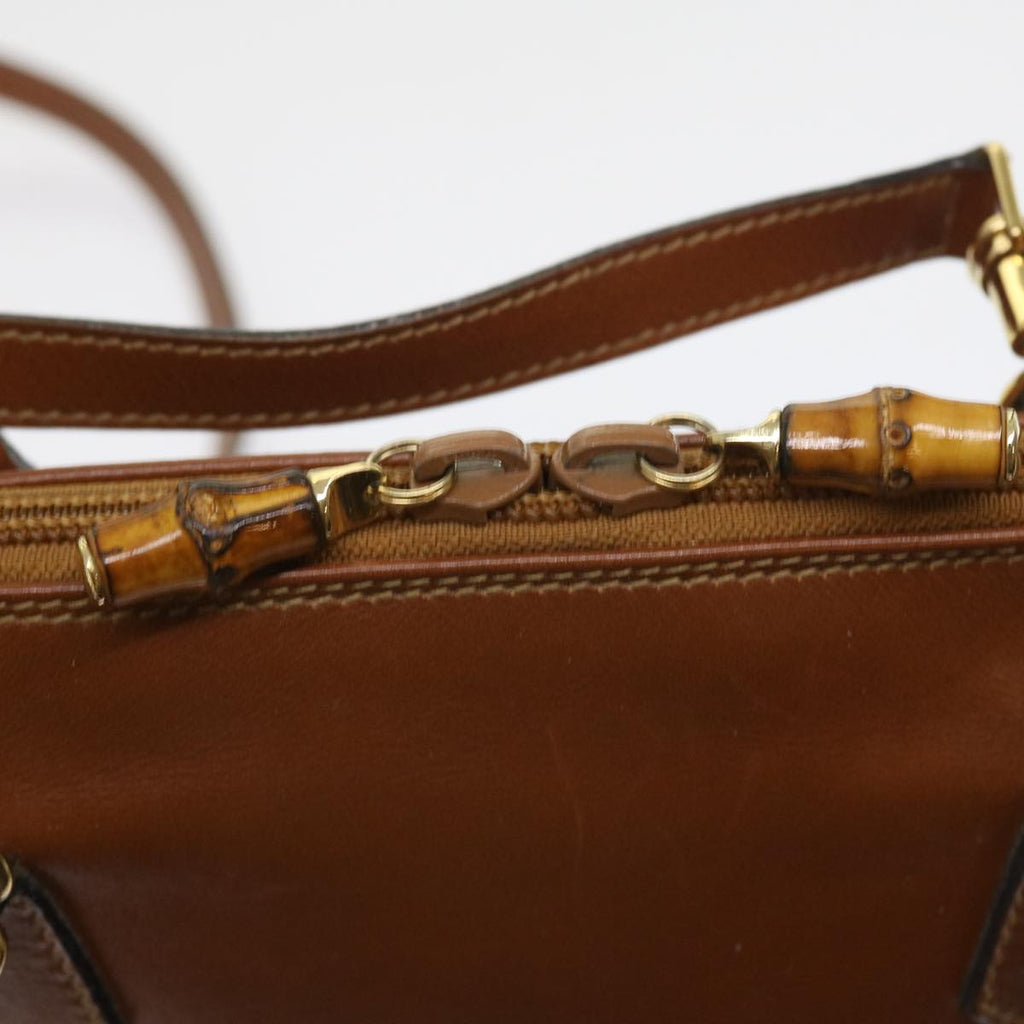 GUCCI Bamboo Shoulder Bag Leather 2way Brown 000 122 0290 55332