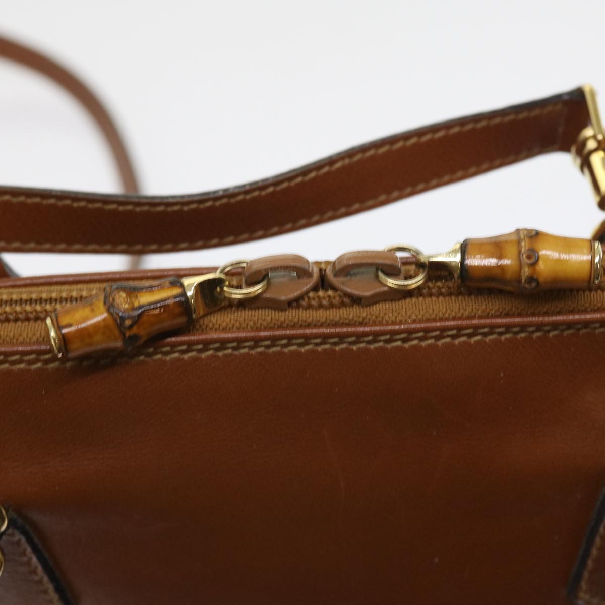 GUCCI Bamboo Shoulder Bag Leather 2way Brown 000 122 0290 55332