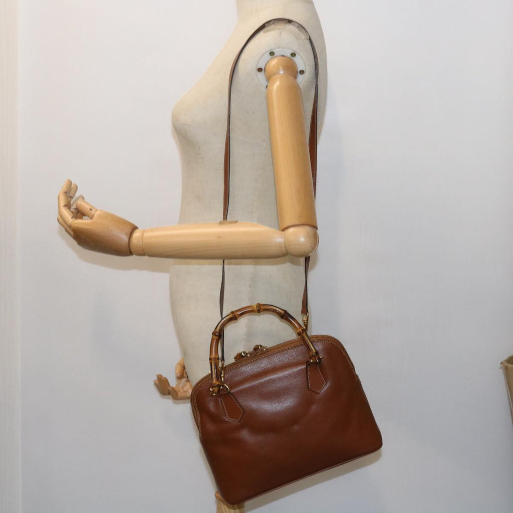 GUCCI Bamboo Shoulder Bag Leather 2way Brown 000 122 0290 55332