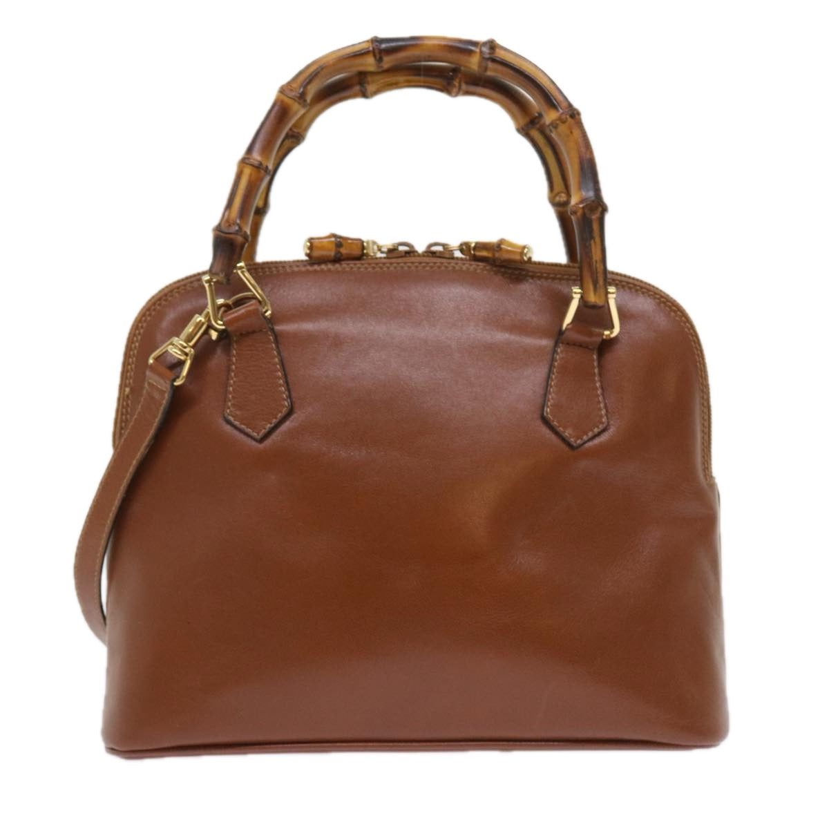 GUCCI Bamboo Shoulder Bag Leather 2way Brown 000 122 0290 55332