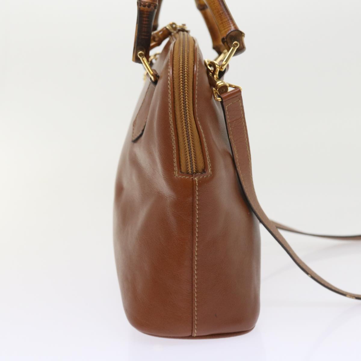 GUCCI Bamboo Shoulder Bag Leather 2way Brown 000 122 0290 55332