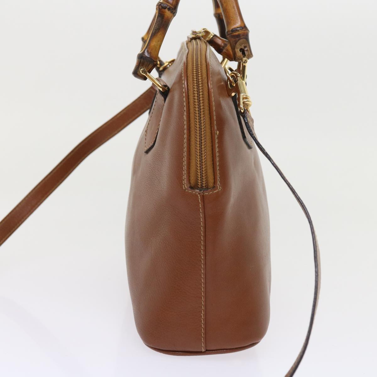 GUCCI Bamboo Shoulder Bag Leather 2way Brown 000 122 0290 55332