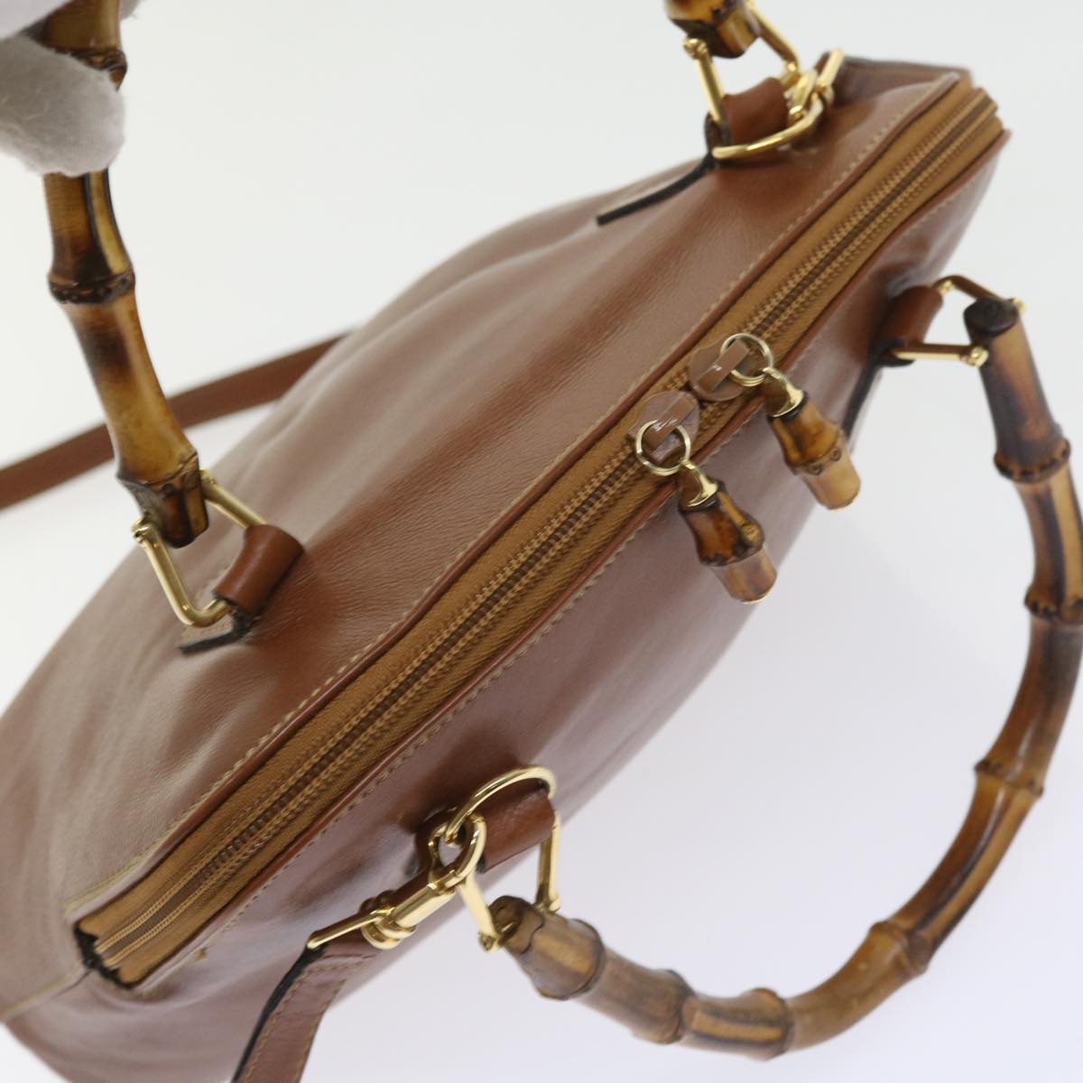 GUCCI Bamboo Shoulder Bag Leather 2way Brown 000 122 0290 55332