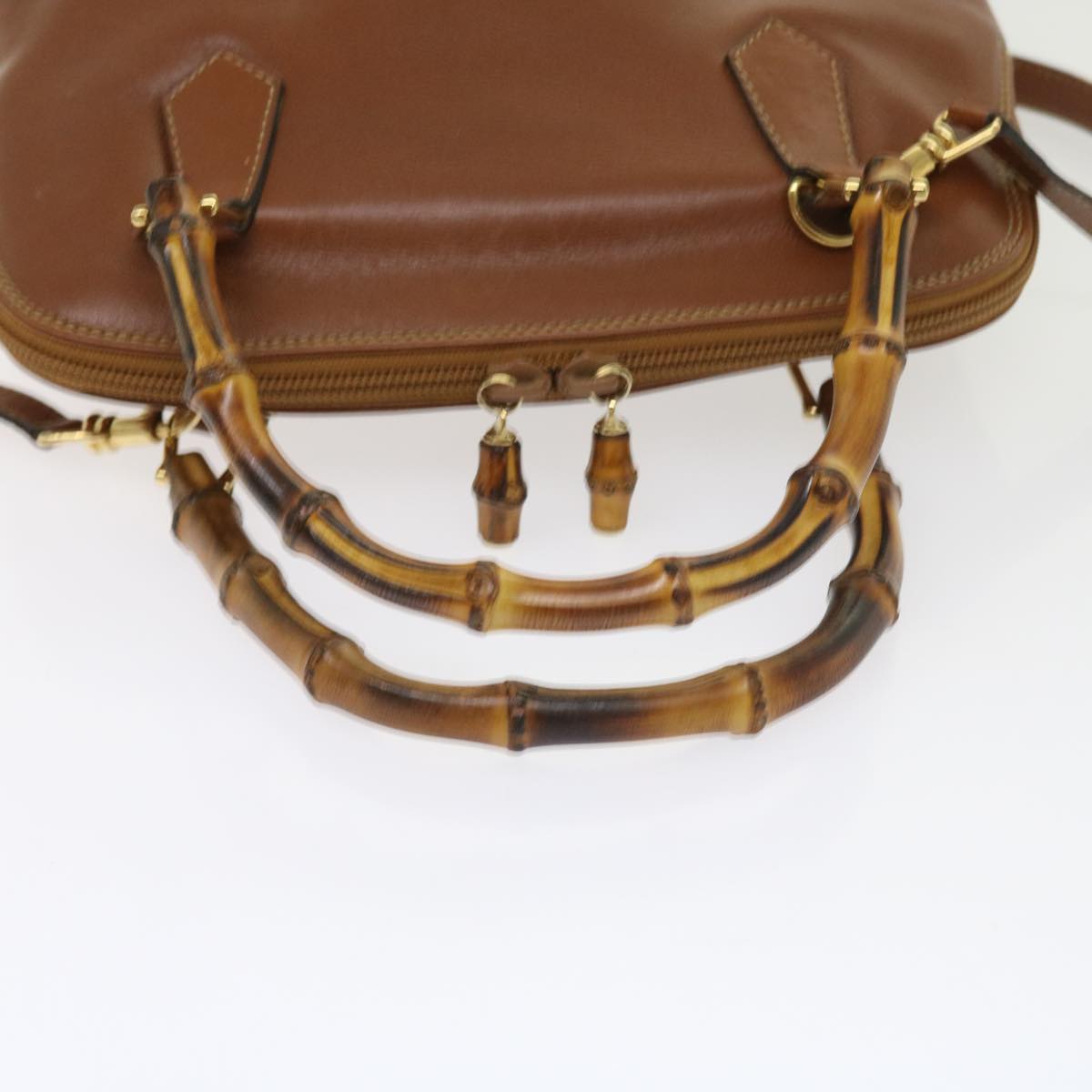 GUCCI Bamboo Shoulder Bag Leather 2way Brown 000 122 0290 55332