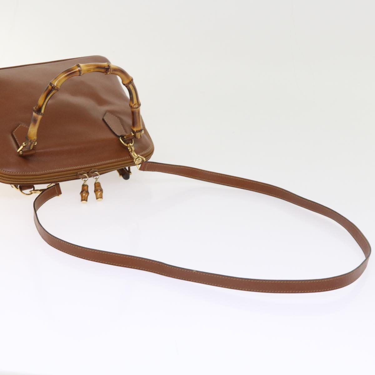 GUCCI Bamboo Shoulder Bag Leather 2way Brown 000 122 0290 55332