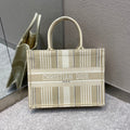 GLAMI MeGLAMIum Book Tote Beige Stripes Embroidery Bag For Women 14in/36cm CD