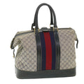 GUCCI GG Canvas Sherry Line Boston Bag Navy Red 55404