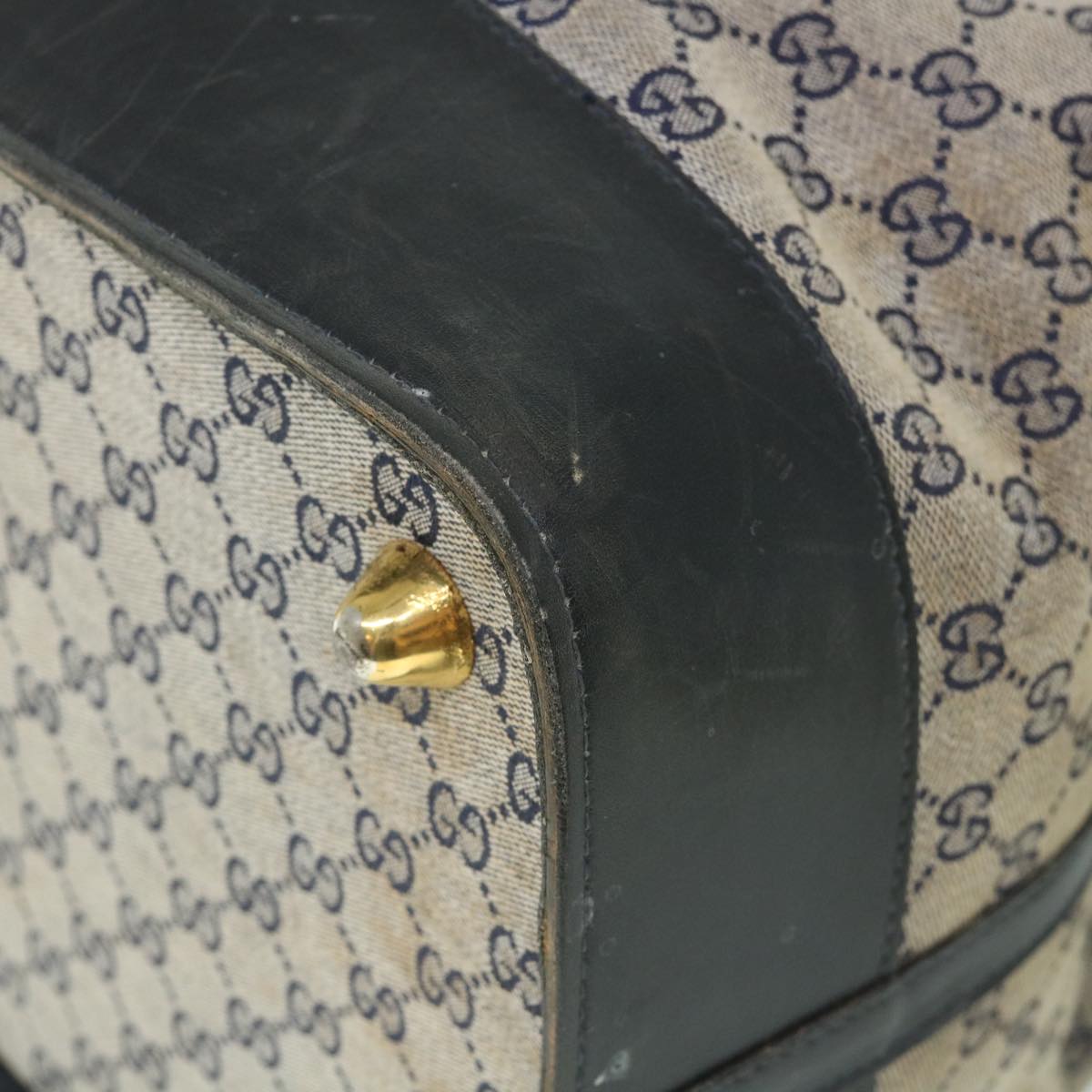 GUCCI GG Canvas Sherry Line Boston Bag Navy Red 55404
