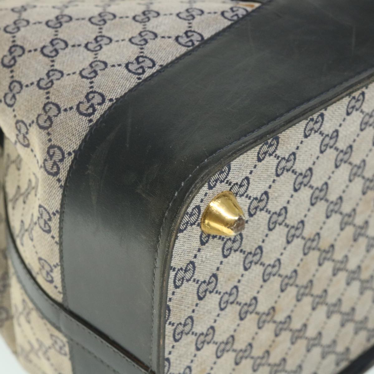 GUCCI GG Canvas Sherry Line Boston Bag Navy Red 55404