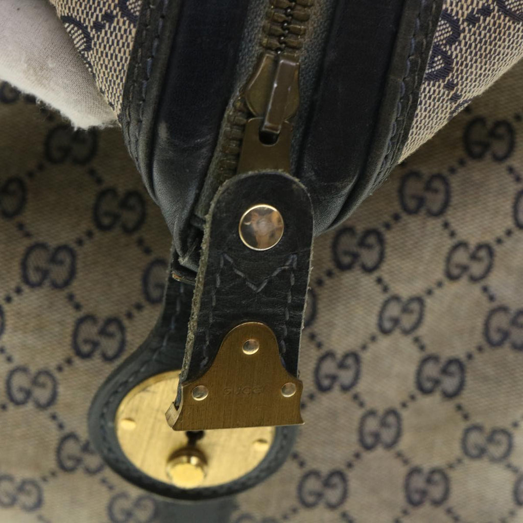 GUCCI GG Canvas Sherry Line Boston Bag Navy Red 55404