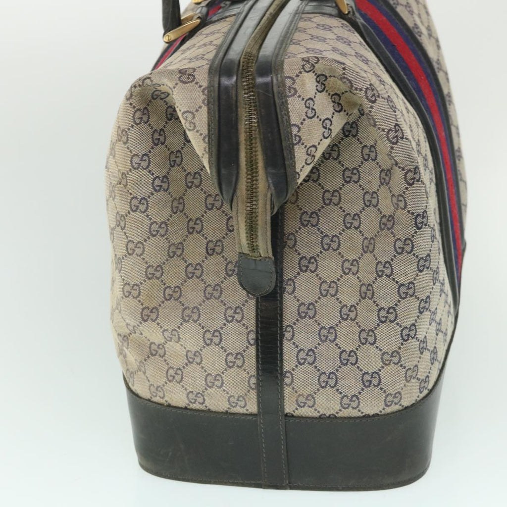 GUCCI GG Canvas Sherry Line Boston Bag Navy Red 55404