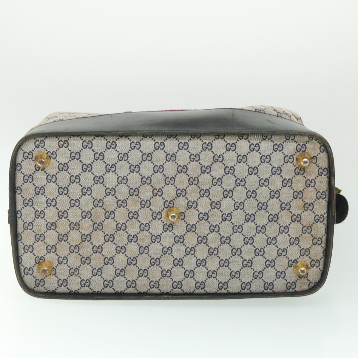 GUCCI GG Canvas Sherry Line Boston Bag Navy Red 55404