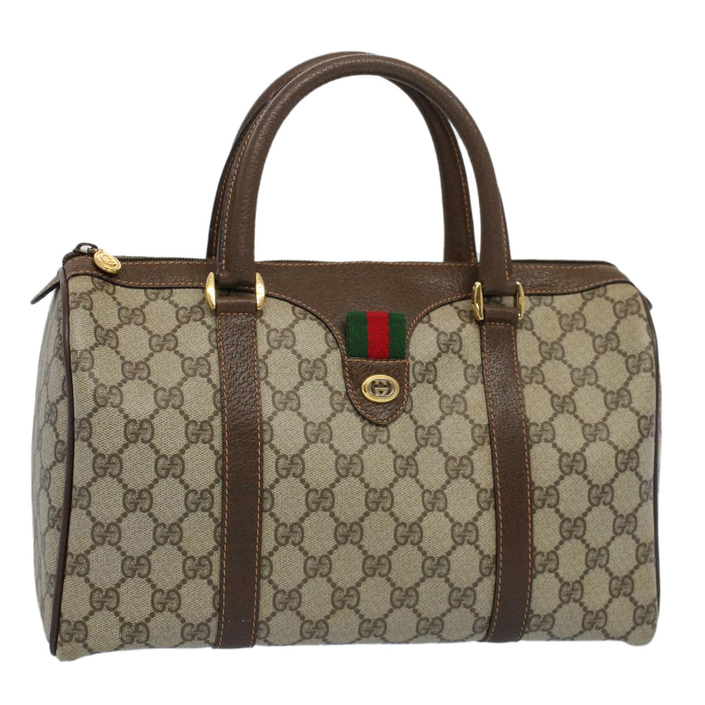 GUCCI GG Supreme Web Sherry Line Hand Bag Beige Red Green 40 02 007 55408