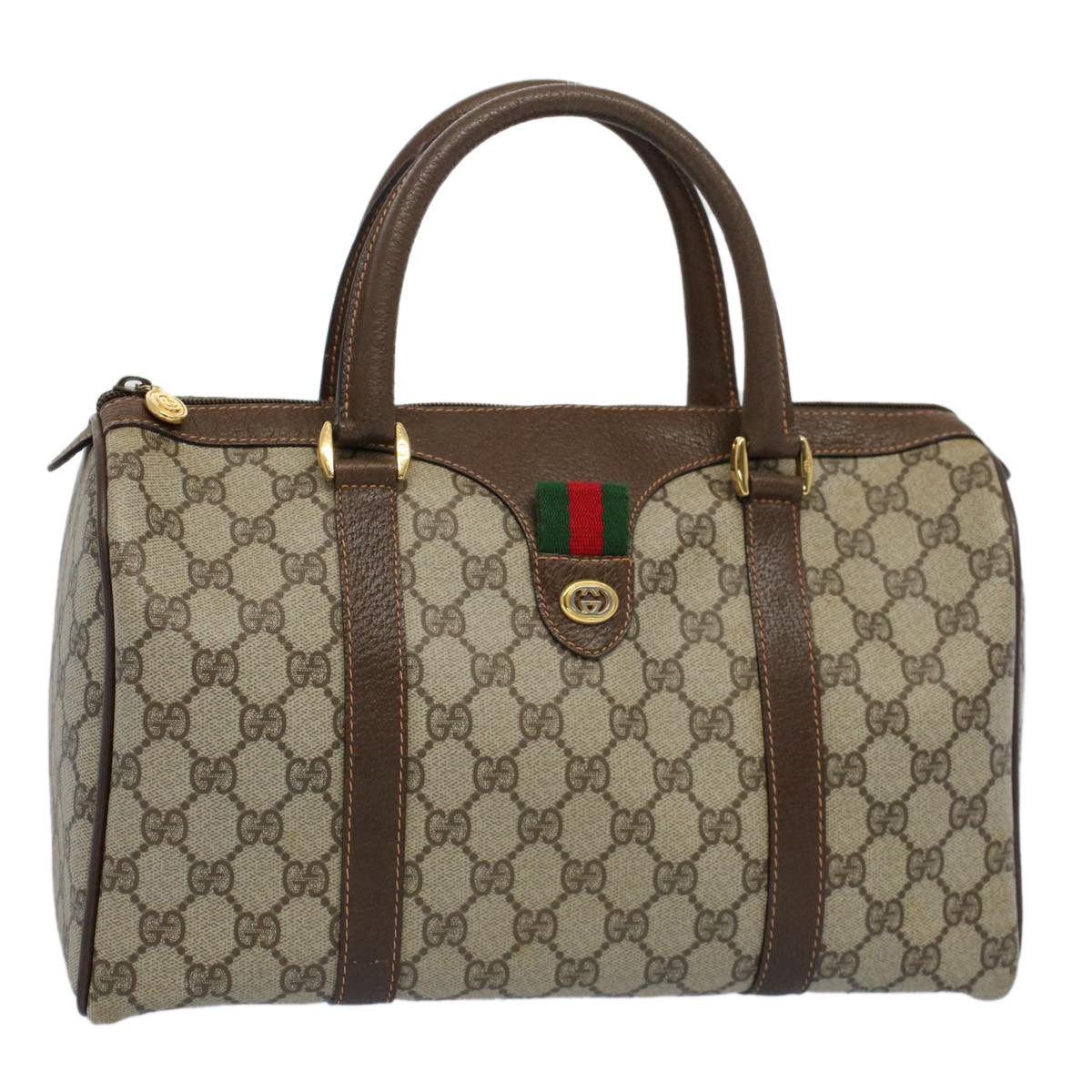 GUCCI GG Supreme Web Sherry Line Hand Bag Beige Red Green 40 02 007 55408