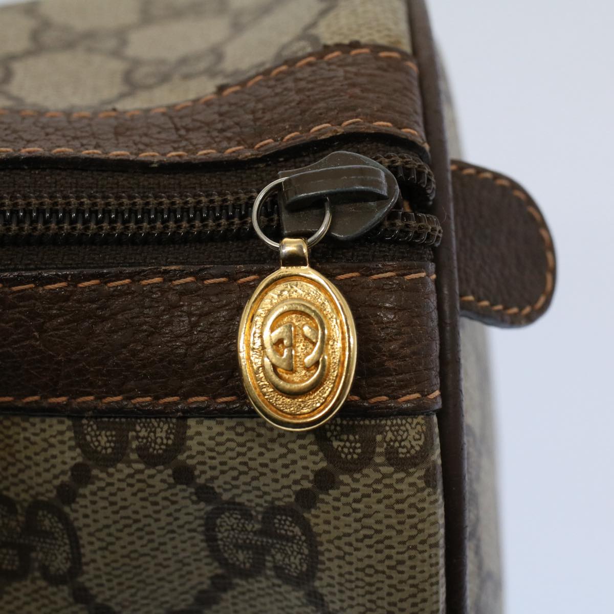 GUCCI GG Supreme Web Sherry Line Hand Bag Beige Red Green 40 02 007 55408