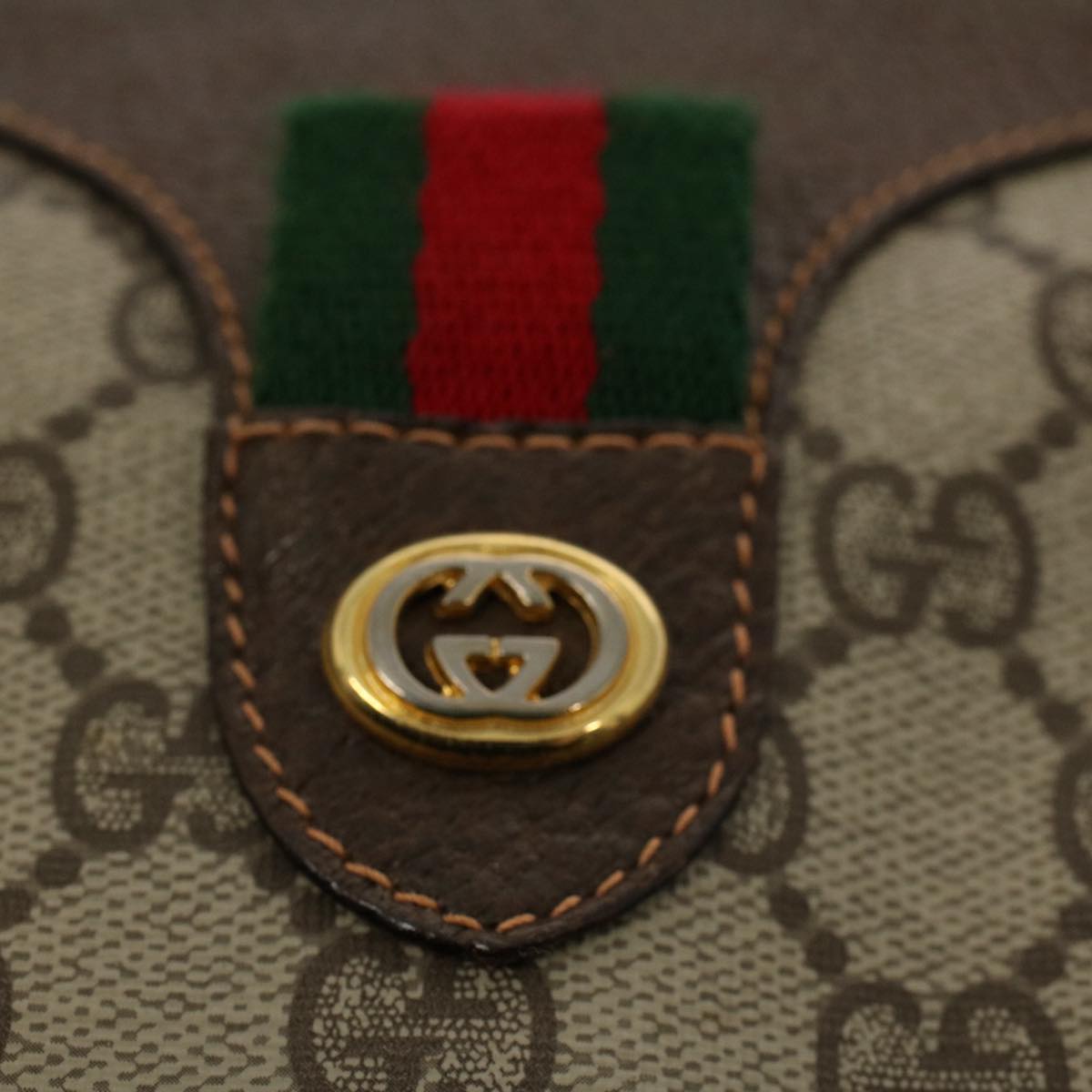 GUCCI GG Supreme Web Sherry Line Hand Bag Beige Red Green 40 02 007 55408