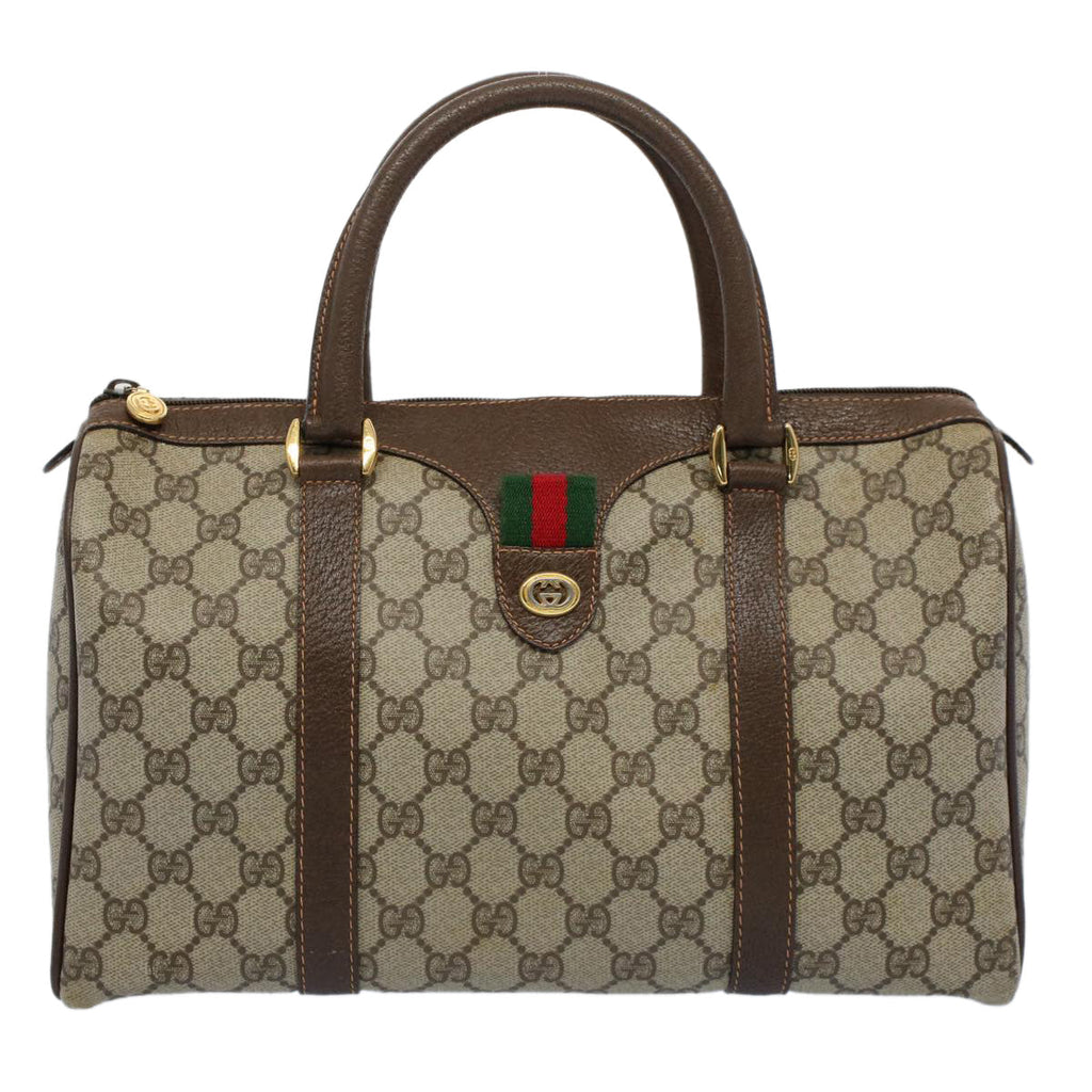 GUCCI GG Supreme Web Sherry Line Hand Bag Beige Red Green 40 02 007 55408