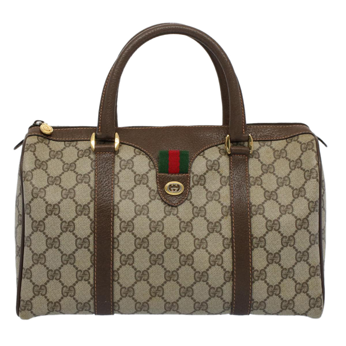 GUCCI GG Supreme Web Sherry Line Hand Bag Beige Red Green 40 02 007 55408