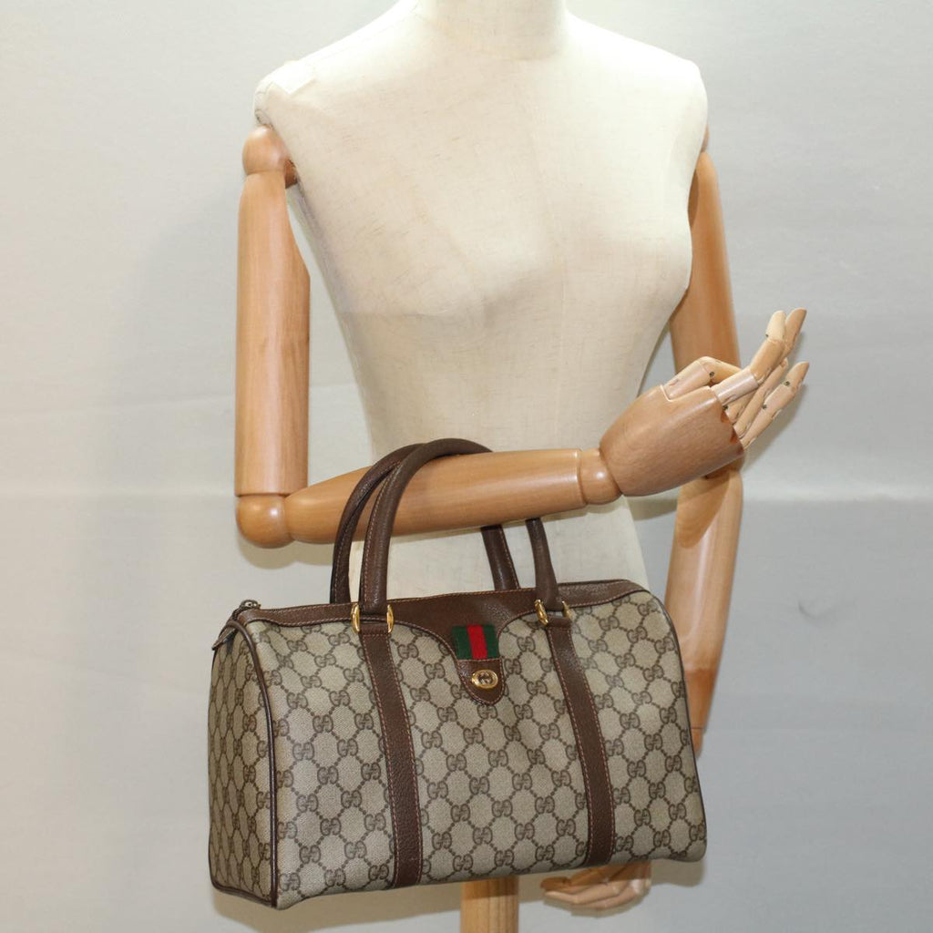 GUCCI GG Supreme Web Sherry Line Hand Bag Beige Red Green 40 02 007 55408
