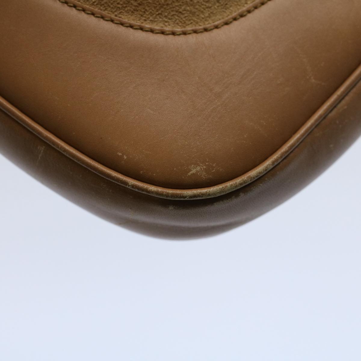 GUCCI Jackie Sherry Line Shoulder Bag Suede Leather Beige Brown 55413
