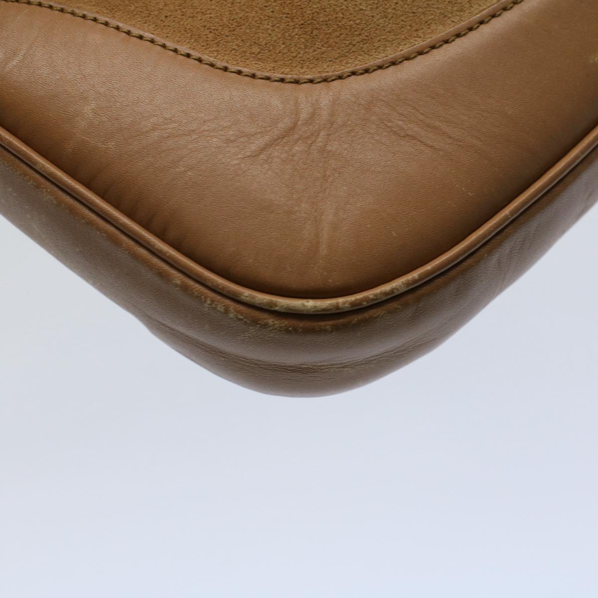 GUCCI Jackie Sherry Line Shoulder Bag Suede Leather Beige Brown 55413