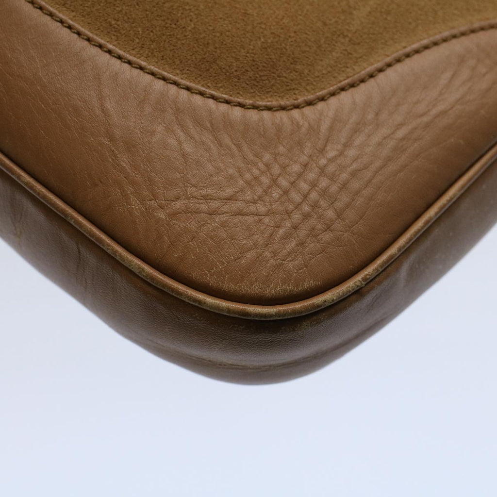 GUCCI Jackie Sherry Line Shoulder Bag Suede Leather Beige Brown 55413