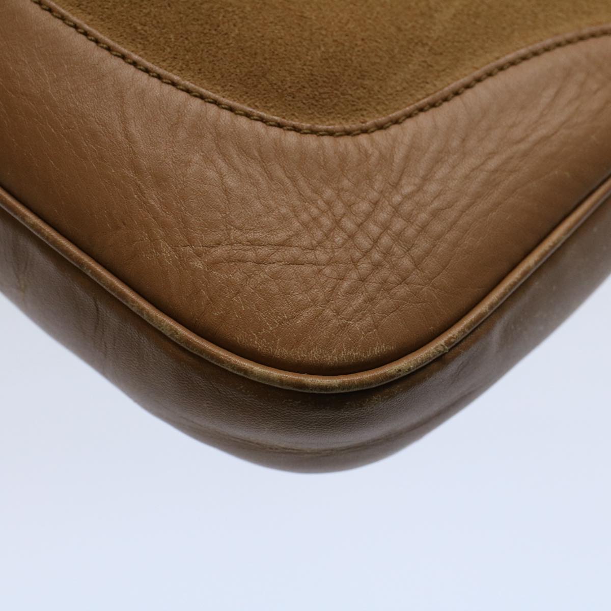 GUCCI Jackie Sherry Line Shoulder Bag Suede Leather Beige Brown 55413