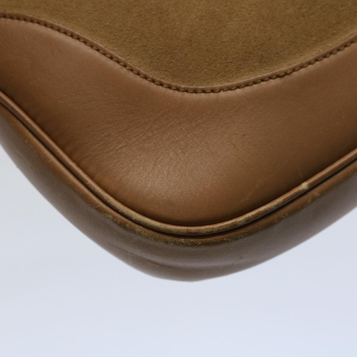 GUCCI Jackie Sherry Line Shoulder Bag Suede Leather Beige Brown 55413